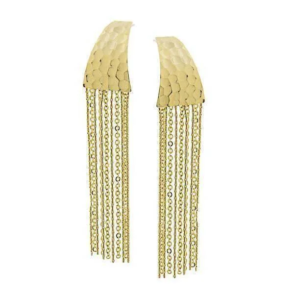 ladies earrings rose gold finish -1928 Jewelry Gold Hammered Chain Linear Tassel Earrings