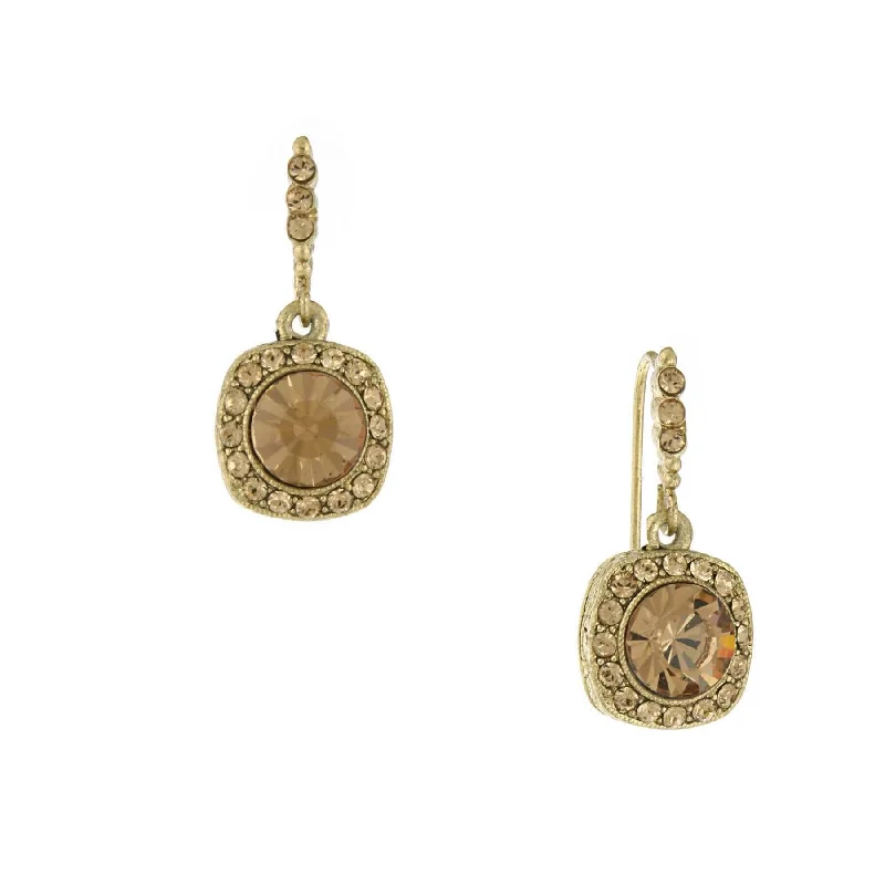 ladies earrings with black diamond -1928 Jewelry Light Topaz Stone & Crystal Drop Earrings