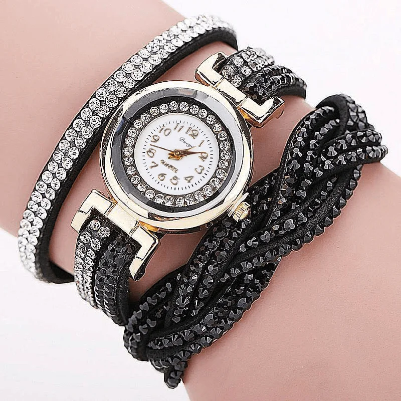 bracelets with lock charm -DUOYA D056 Crystal Retro Style Ladies Bracelet Watch Dress Quartz Watches