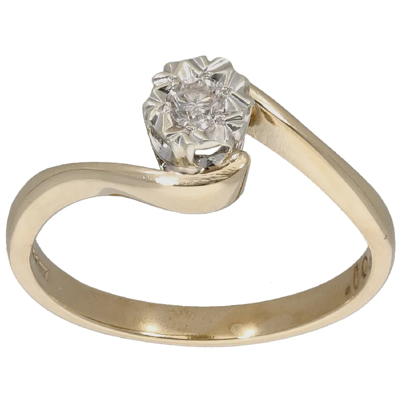 ladies engagement rings romantic gesture -9ct Gold 0.10ct Diamond Solitaire Ring Size P