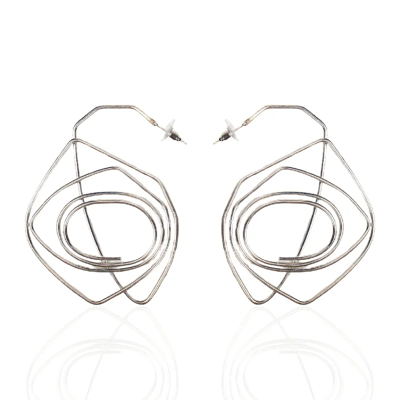 ladies earrings for wedding day -Cici Spiral Hoops - Silver