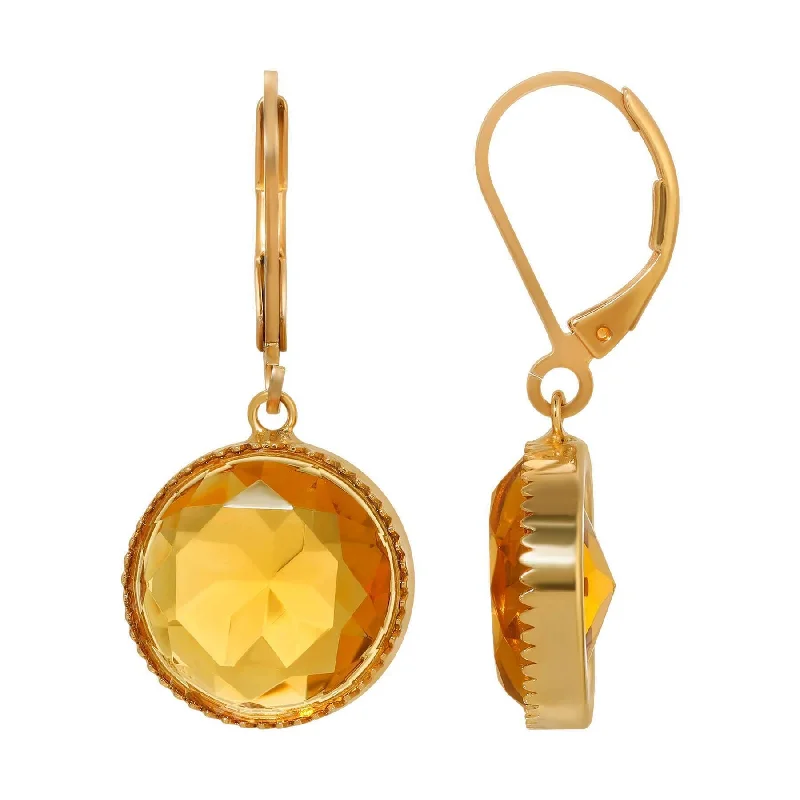 ladies earrings art deco style -1928 Jewelry Classic Round Topaz Drop Earrings