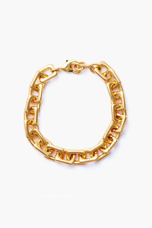 bracelets minimalist design -Gold Chunky Rectangle Chain Bracelet