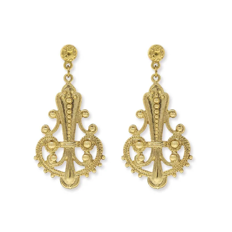 ladies earrings for evening wear -1928 Jewelry Royal Filigree Ornamental Post Drop Earrings