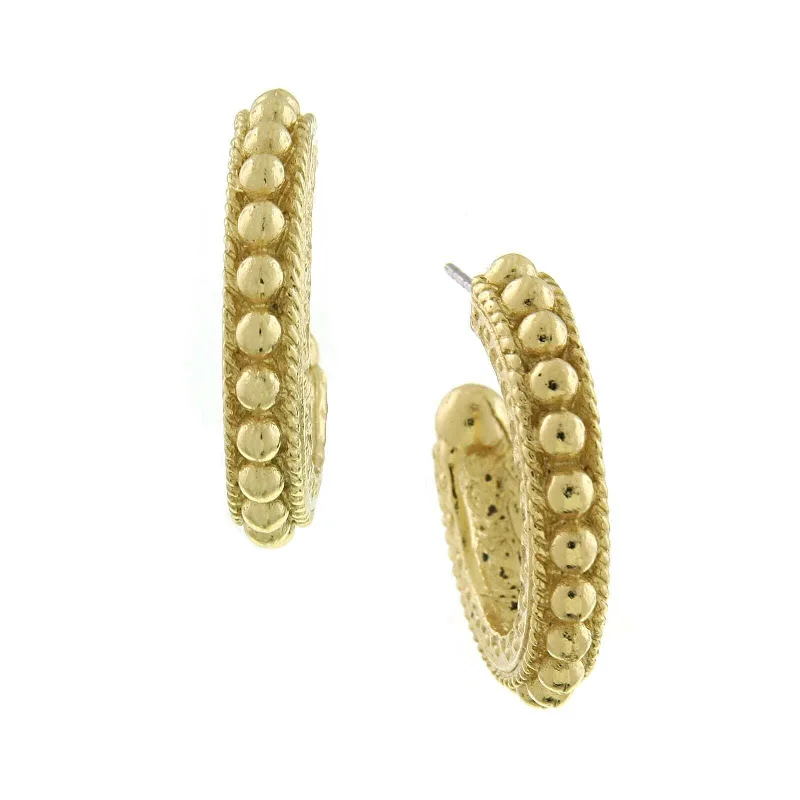 ladies earrings geometric pattern -1928 Jewelry Gold Dotted Hoop Earrings