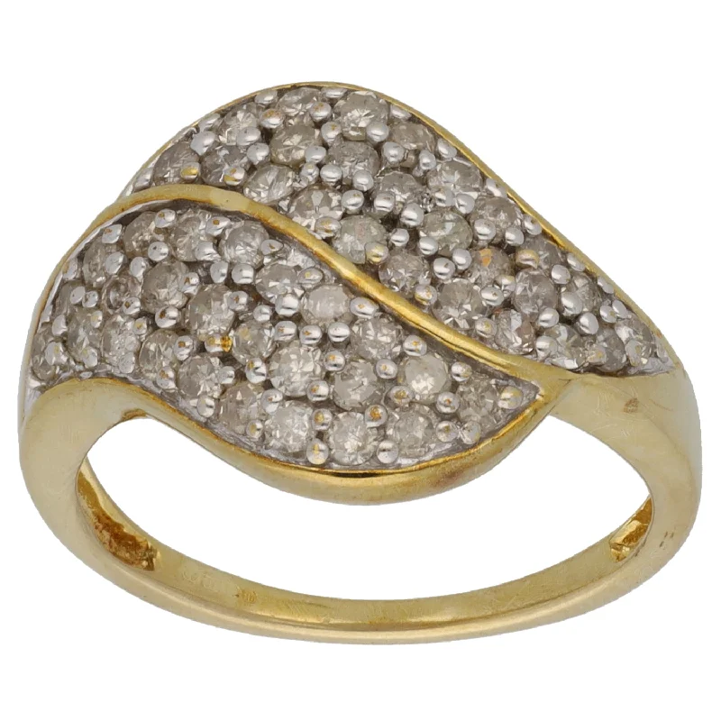 ladies engagement rings cushion cut gem -9ct Gold 1.00ct Diamond Dress/Cocktail Ring Size O