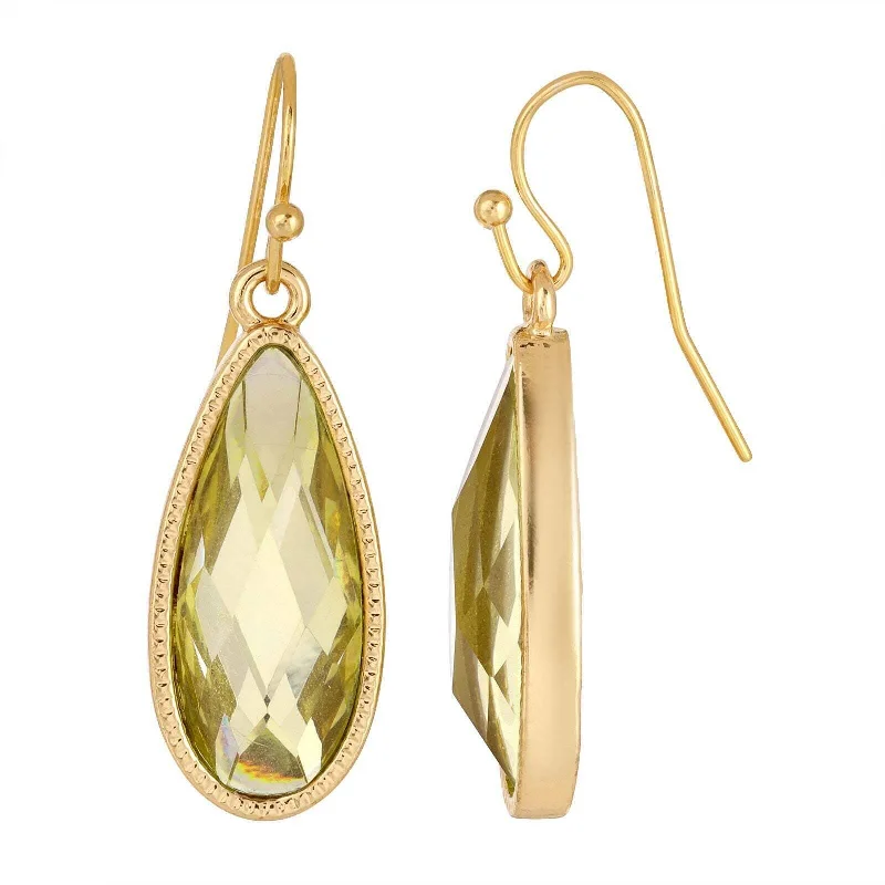 ladies earrings with citrine yellow -1928 Jewelry Light Topaz Stone Elongated Teardrop Earrings