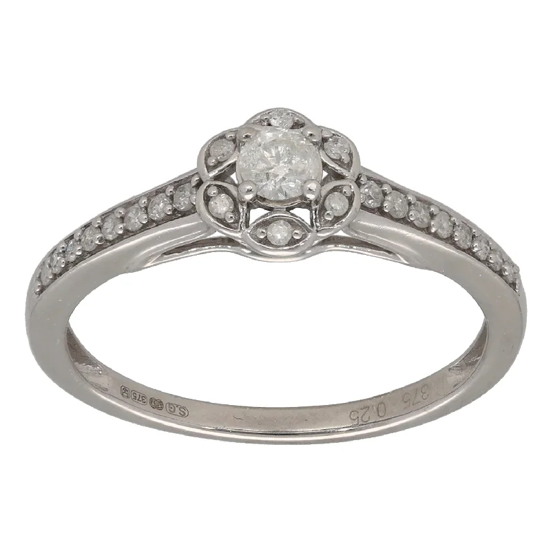 ladies engagement rings bold statement -9ct White Gold 0.25ct Diamond Dress/Cocktail Ring Size K