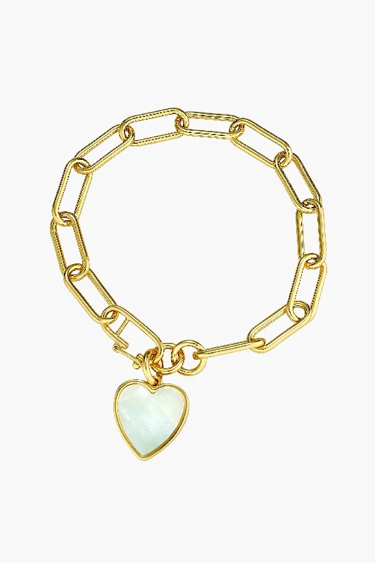 bracelets for wedding gift -Heart Charm Link Bracelet