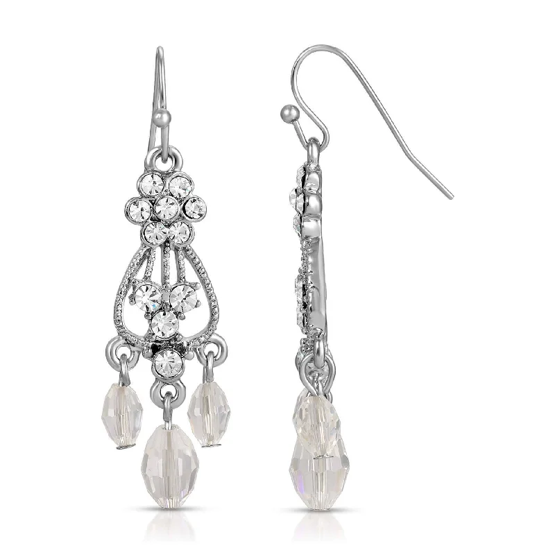 ladies earrings delicate dangle -1928 Jewelry Crystal Flower Beaded Drop Chandelier Earrings