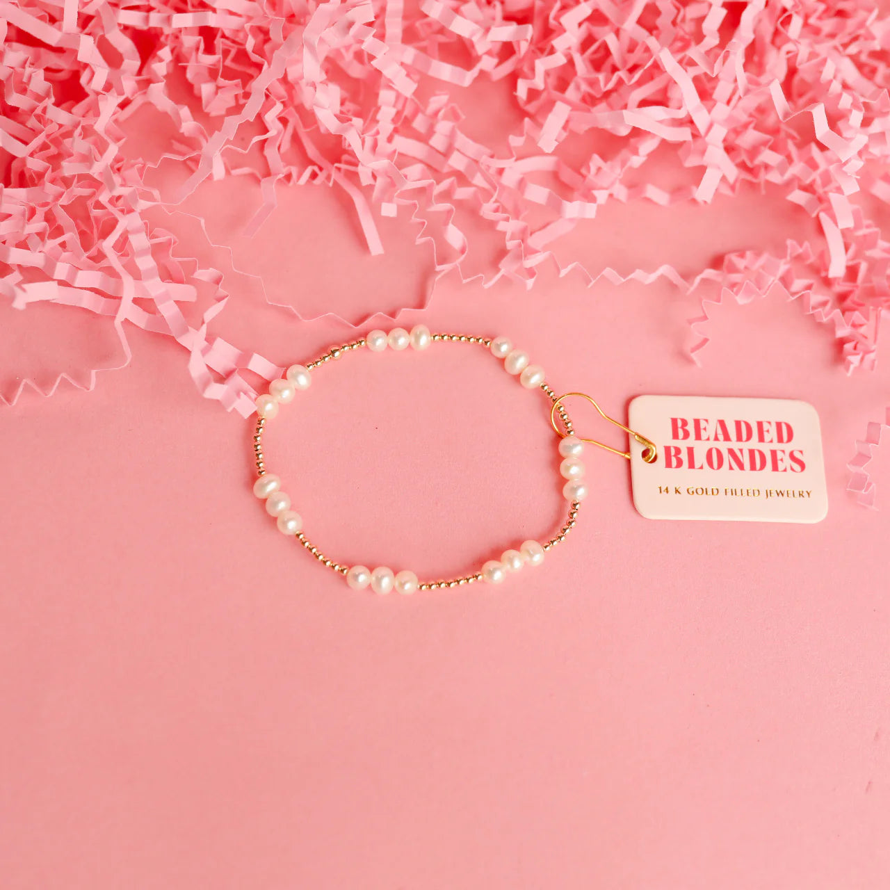 bracelets for everyday wear -Beaded Blondes ILY Coastal Pearl Bracelet