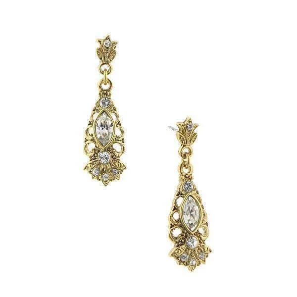 ladies earrings for holiday gift -1928 Jewelry Crystal Navette Drop Earrings