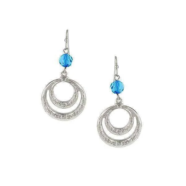 ladies earrings for young women -1928 Jewelry Blue Front Faced Hoop Earrings