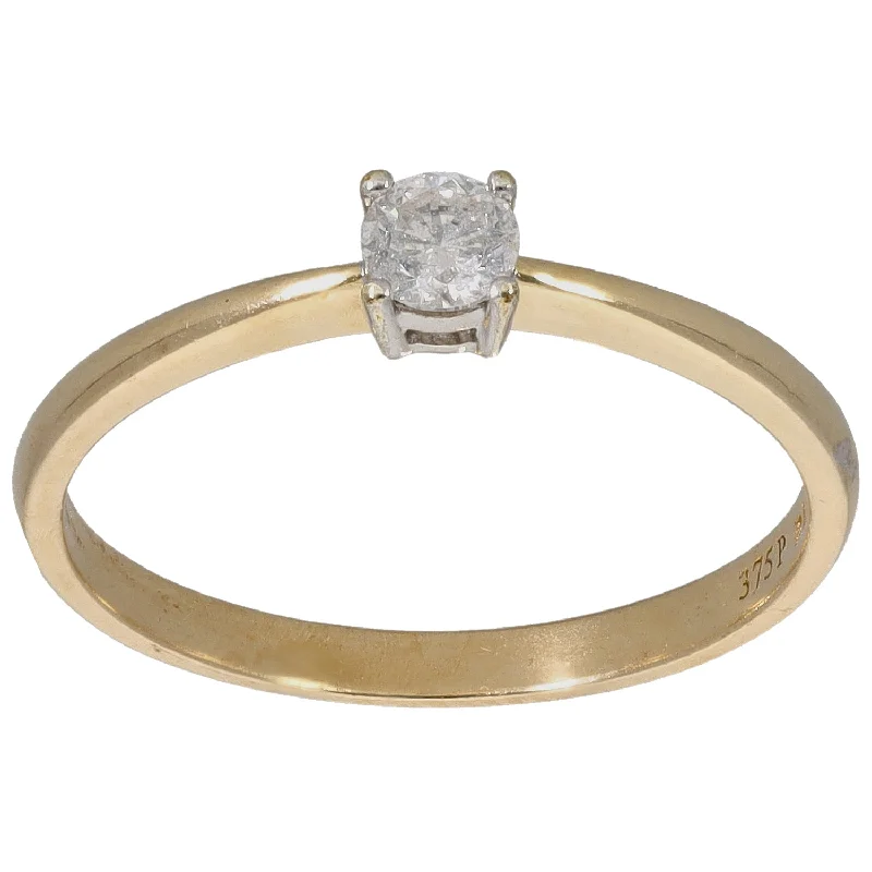 ladies engagement rings with citrine yellow -9ct Gold 0.25ct Diamond Solitaire Ring Size T