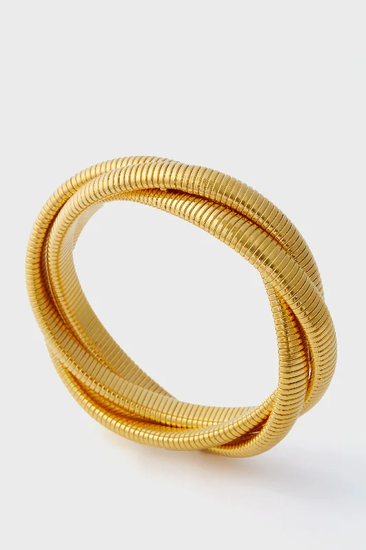 bracelets vintage inspired -Gold Large Triple Twisted Cobra Bracelet