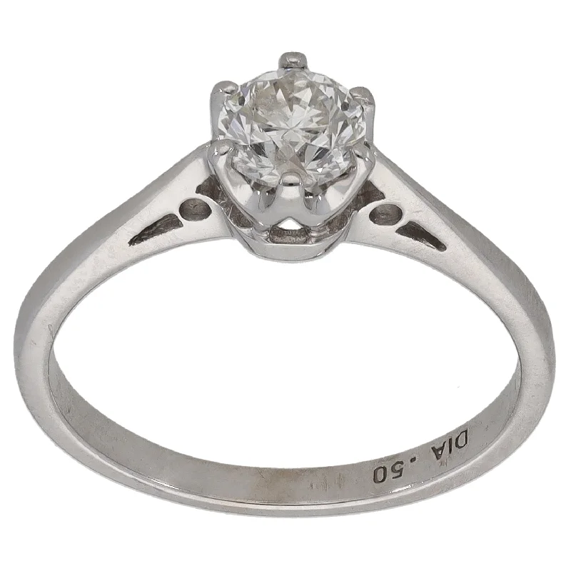 ladies engagement rings personalized touch -18ct White Gold 0.50ct Diamond Solitaire Ring Size L