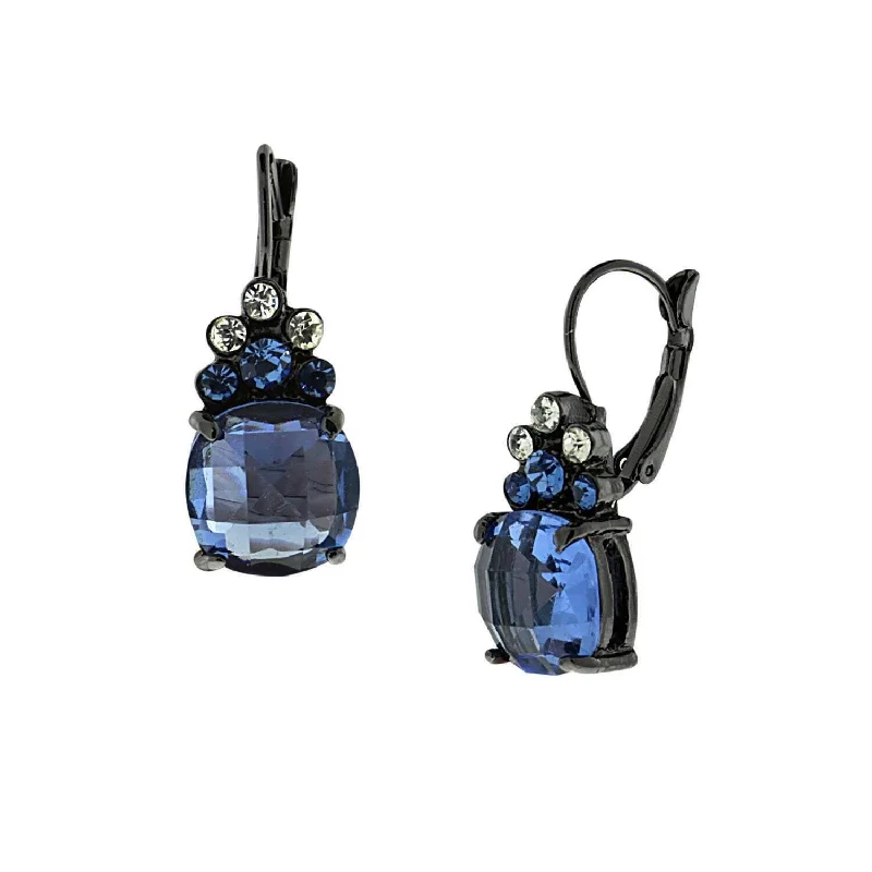 ladies earrings chic modern -Antiquities Couture Blue Crystal Drop Earrings