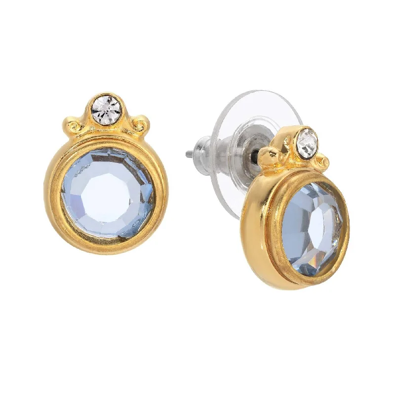 ladies earrings with gold plating -1928 Jewelry Radiant Channel Crystal Round Post Earrings