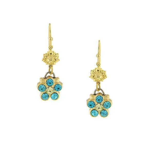 ladies earrings for beach vibe -1928 Jewelry Turquoise Crystal Color Flower Drop Earrings