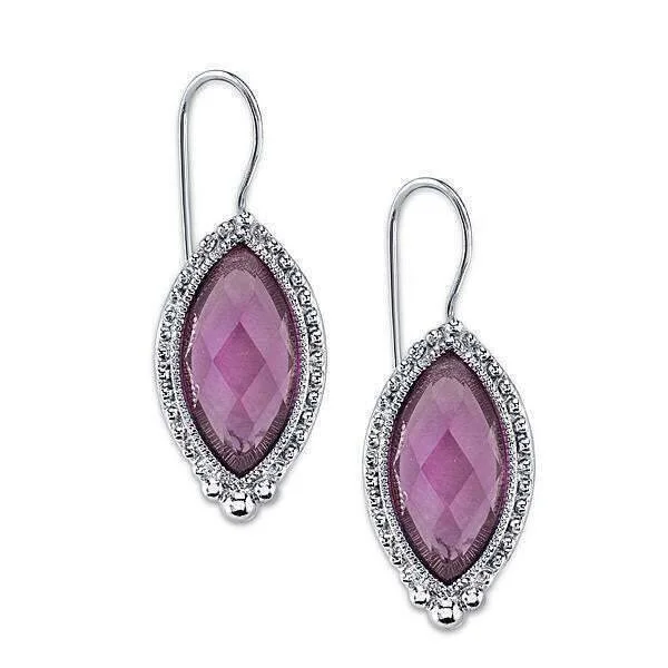 ladies earrings for vintage fans -2028 Jewelry Light Amethyst Purple Navette Stone Drop Earrings