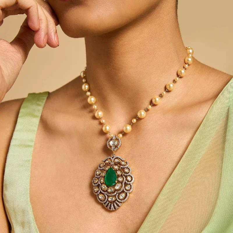 necklaces with black diamond -Kundan Necklace 173033