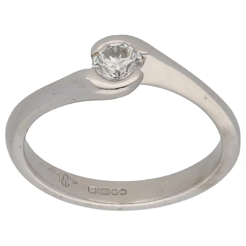 ladies engagement rings floral inspired -18ct White Gold 0.23ct Diamond Solitaire Ring Size L