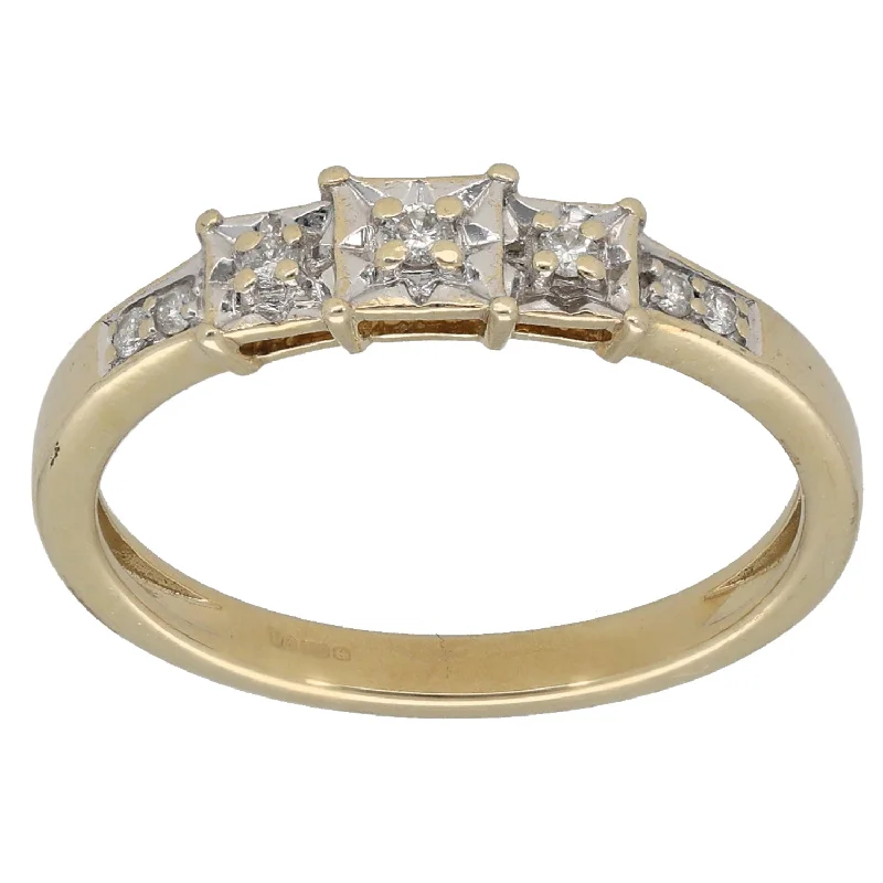 ladies engagement rings modern bride -9ct Gold 0.07ct Diamond Dress/Cocktail Ring Size P