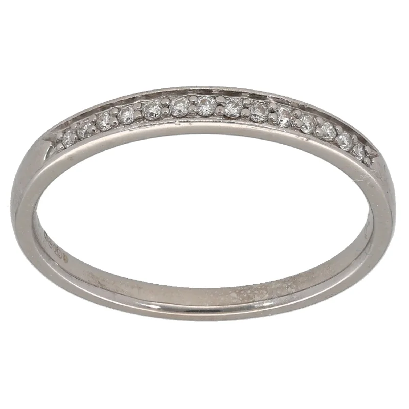 ladies engagement rings channel set design -18ct White Gold 0.07ct Diamond Eternity Ring Size M