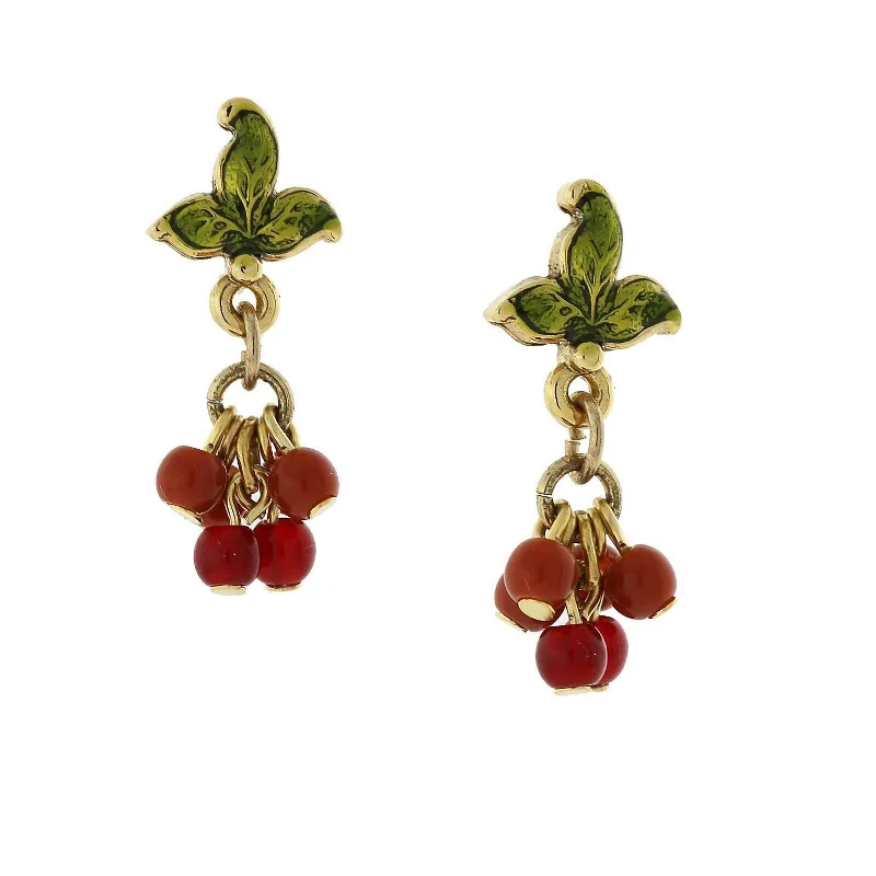 ladies earrings with emerald green -1928 Jewelry Winery Petite Burgundy Beaded Drop Earrings