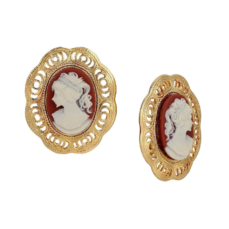 ladies earrings modern design -1928 Jewelry Victorian Grace Cameo Clip On Earrings