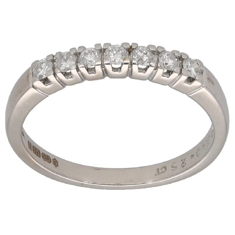 ladies engagement rings vintage inspired -18ct White Gold 0.25ct Diamond Half Eternity Ring Size O