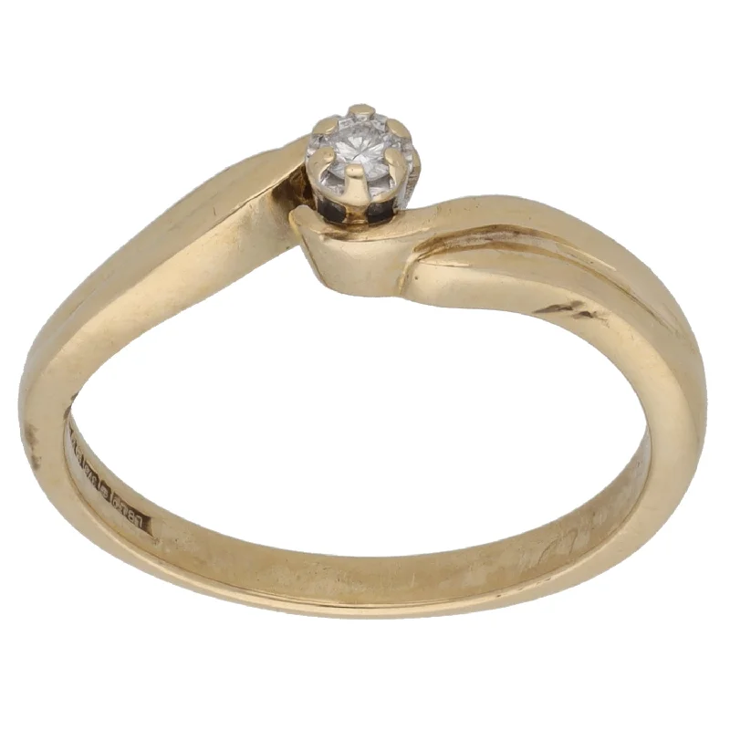 ladies engagement rings unique taste -9ct Gold 0.07ct Diamond Solitaire Ring Size N