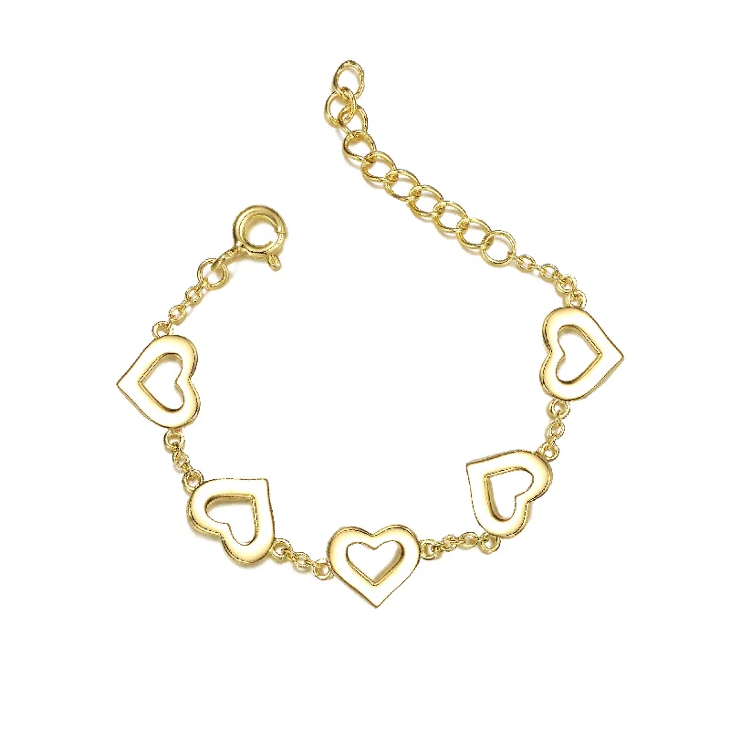 bracelets adjustable length -Rg 14k Yellow Gold Plated Forever Heart Toddler Bracelet, Adjustable in Length, 1-6yrs