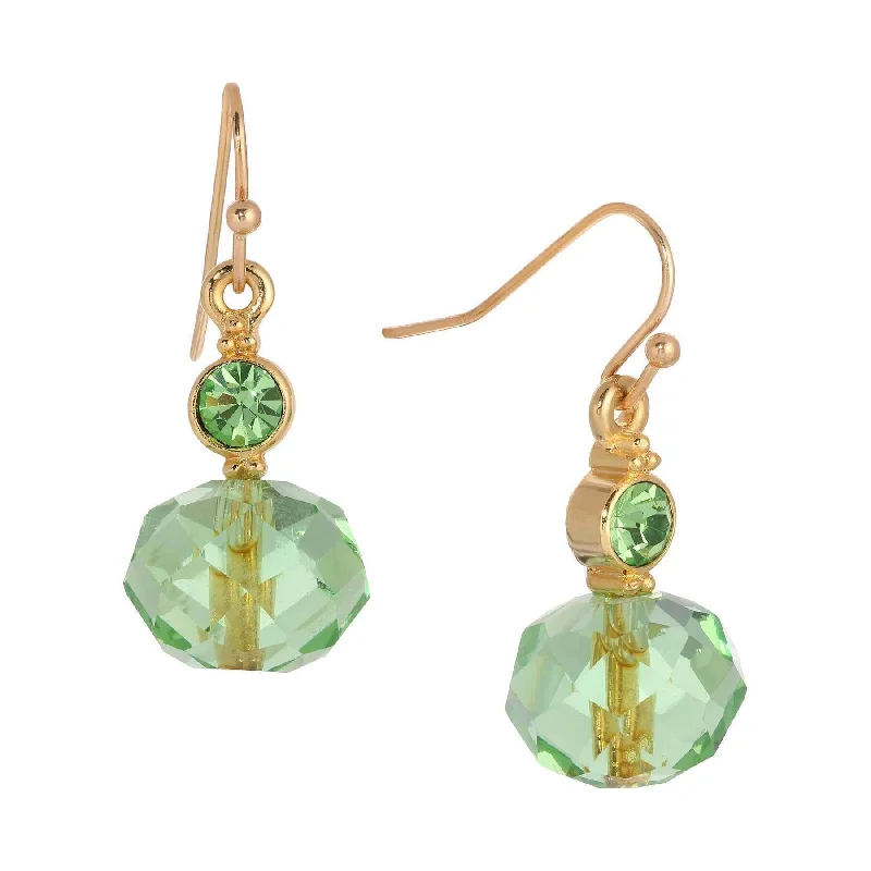 ladies earrings for bold fashion -1928 Jewelry Peridot Green Crystal Drop Earrings