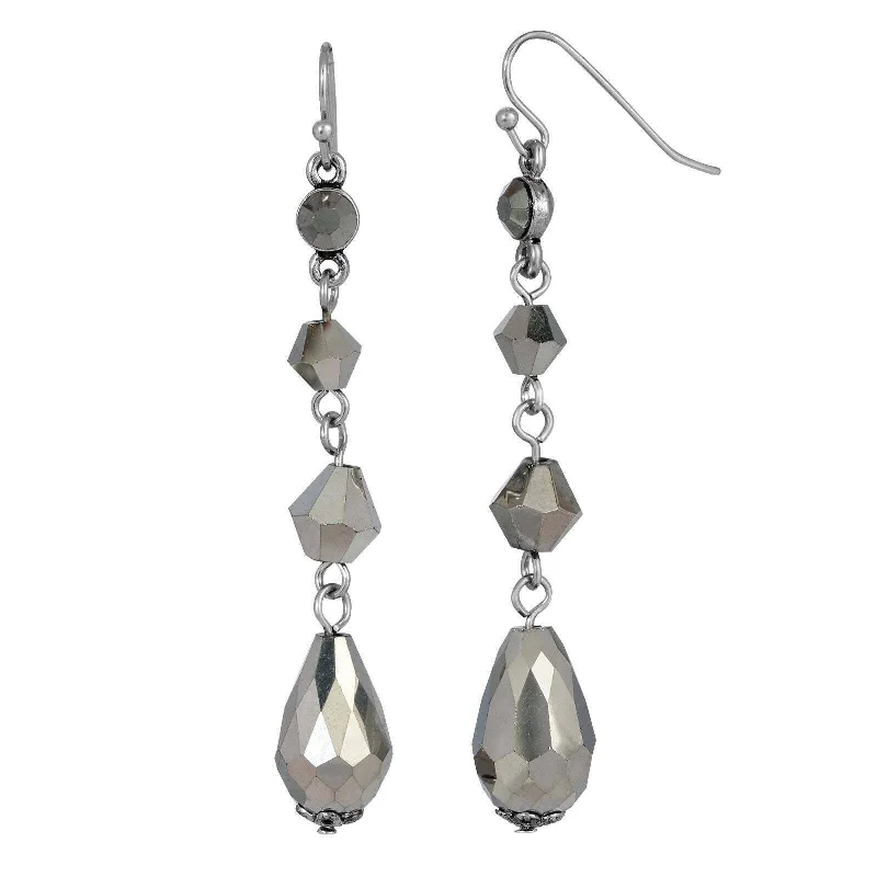 ladies earrings lightweight comfort -2028 Jewelry Multi Faceted Beaded Linear Drop Earrings