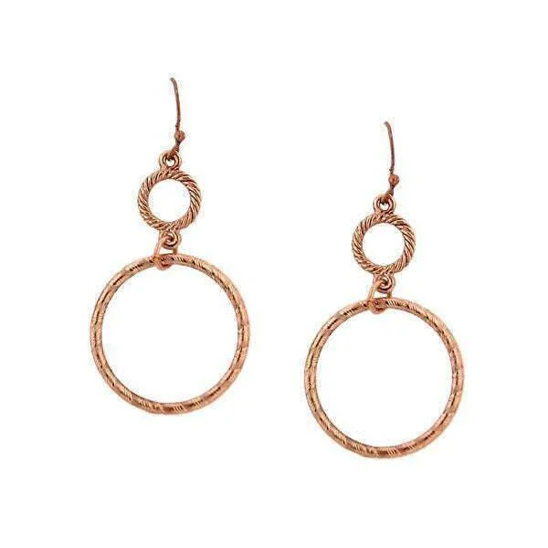 ladies earrings with rainbow gems -1928 Jewelry Copper Double Hoop Wire Earrings