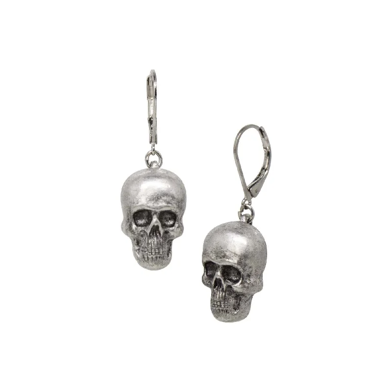 ladies earrings with rainbow gems -1928 Jewelry Skull Drop Earrings