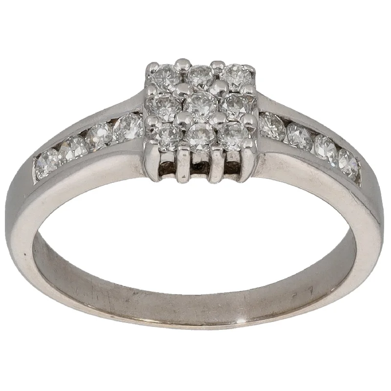 ladies engagement rings under 500 dollars -18ct White Gold 0.25ct Diamond Dress/Cocktail Ring Size L