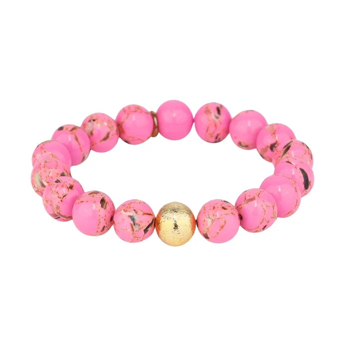 bracelets with gold plating -BudhaGirl Marble Beaded Bracelet - Pink