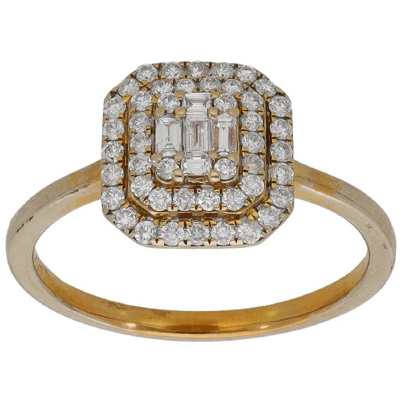 ladies engagement rings with colored gems -18ct Gold 0.56ct Diamond Cluster Ring Size M