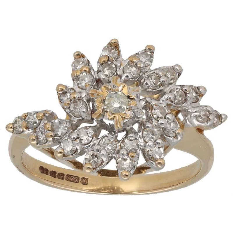 ladies engagement rings yellow gold design -9ct Gold 0.59ct Diamond Dress/Cocktail Ring Size M