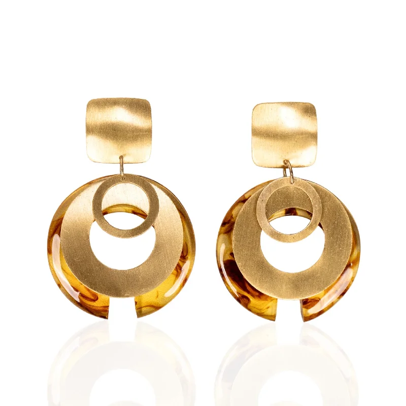 ladies earrings classic elegance -Victoria Statement Dangles - Tortoise