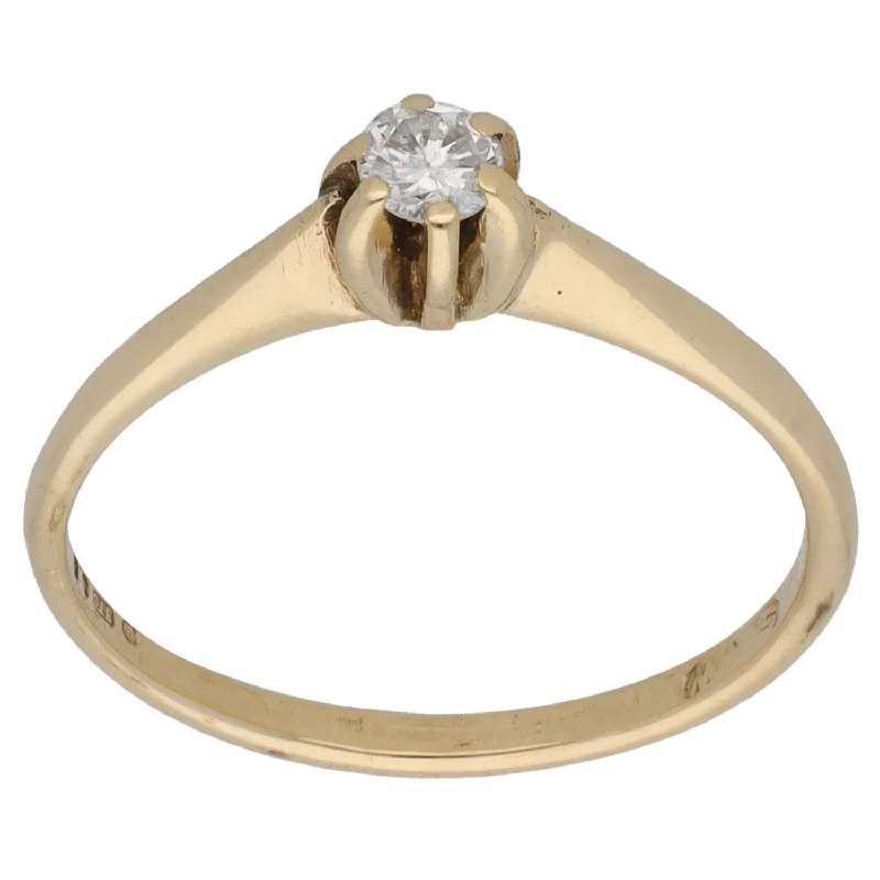 ladies engagement rings cushion cut gem -9ct Gold 0.15ct Diamond Solitaire Ring Size M