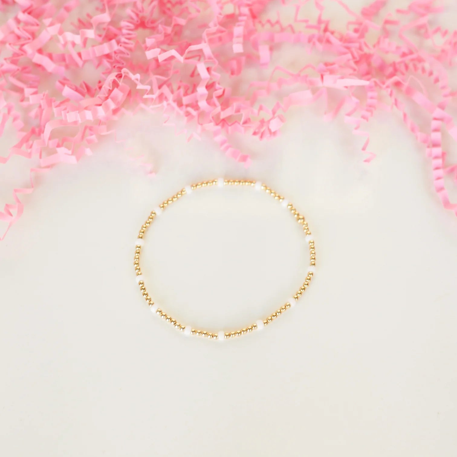 bracelets rose gold elegant -Beaded Blondes Kids White Dainty Poppi Bracelet