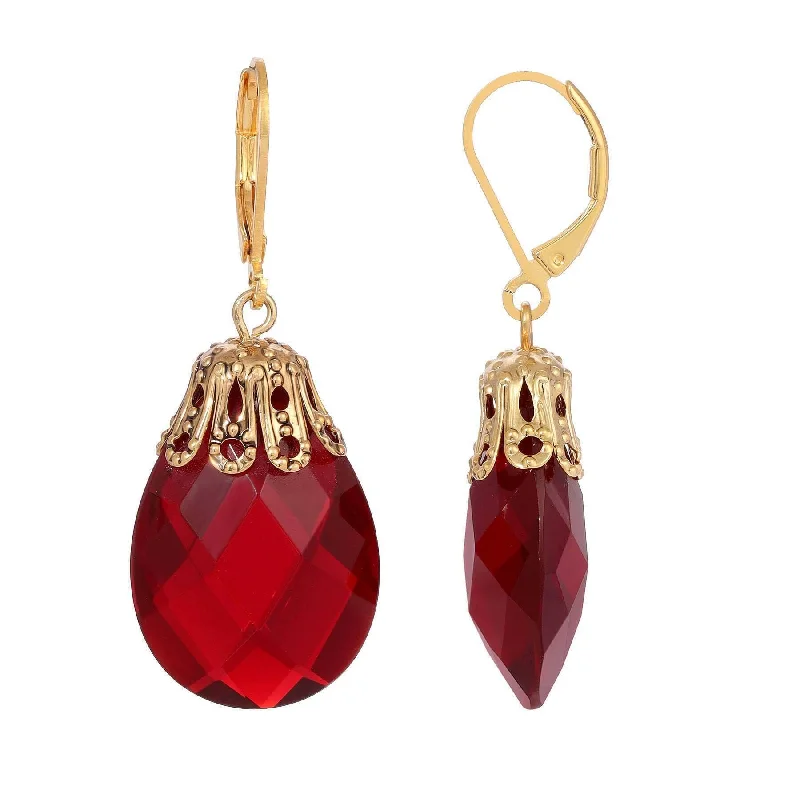 ladies earrings with crystal sparkle -1928 Jewelry Briolette Faceted Glass Stone Drop Earrings