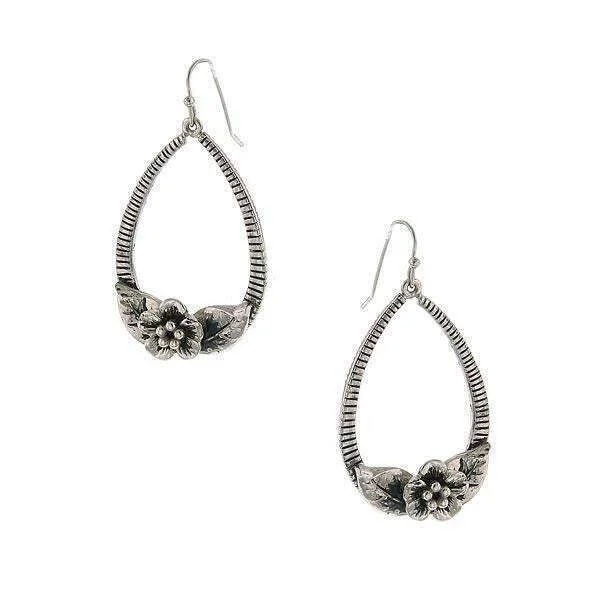 ladies earrings delicate dangle -2028 Jewelry Flower Teardrop Hoop Earrings