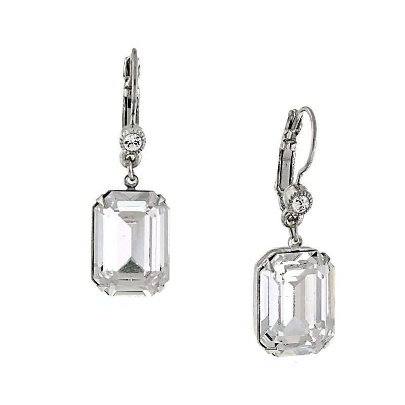 ladies earrings elegant gold tone -1928 Bridal Genuine Austrian Crystal Square Drop Earrings