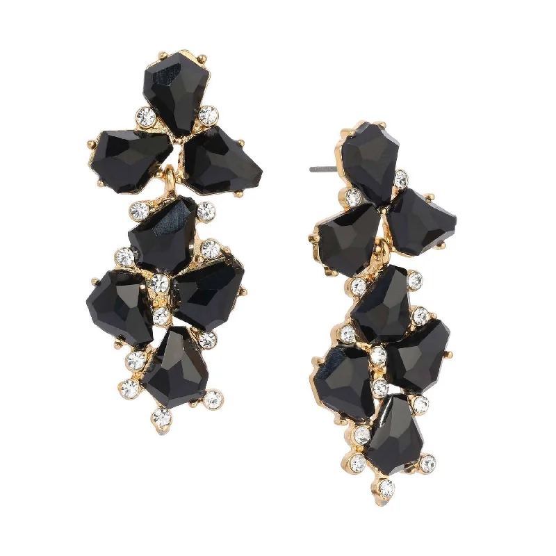 ladies earrings with zircon shine -1928 Jewelry Melange Black Stone Crystal Post Drop Earrings