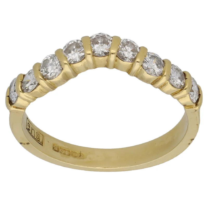 ladies engagement rings round brilliant cut -18ct Gold 0.72ct Diamond Wishbone Ring Size K