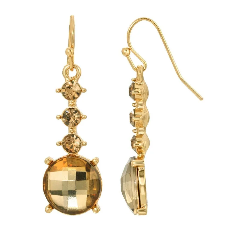 ladies earrings with gold plating -2028 Jewelry Light Colorado Topaz Faceted Round Drop Earrings